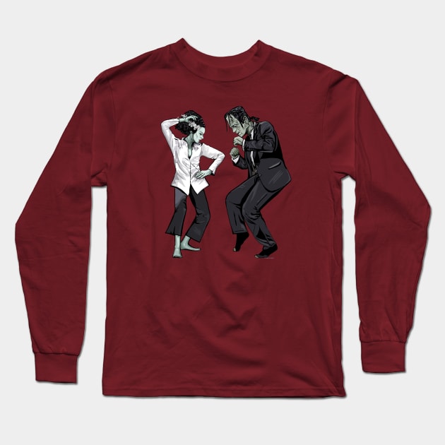 Pulp Frankenstein Halloween Long Sleeve T-Shirt by FanboyMuseum